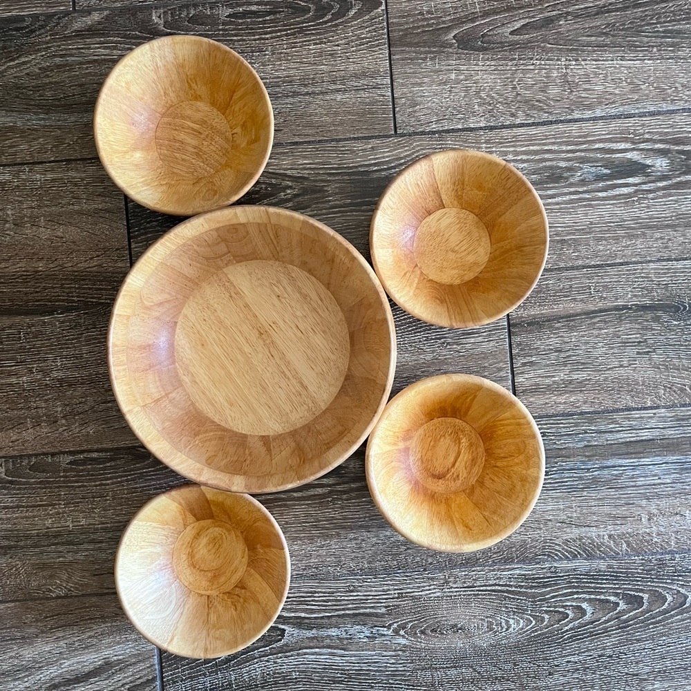 DANSK authentic vintage Jens Harold Quistgaard teak salad set for four